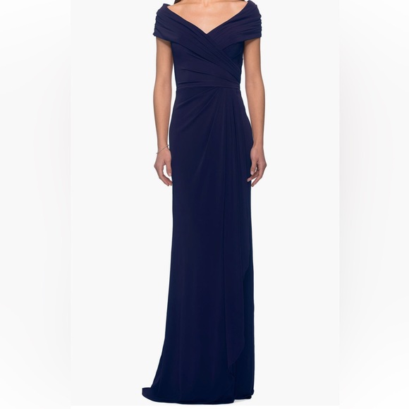 La Femme Ruched Jersey Gown - Picture 1 of 6